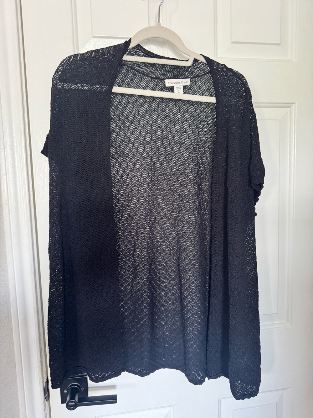 🔥3/$15 Coldwater Creek Black Openwork Knit Top plus 1X